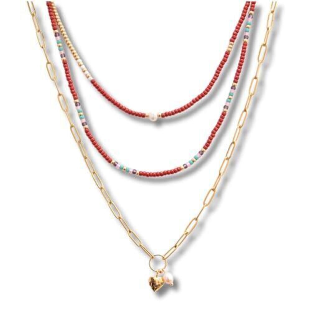 4593 Bohemian Set of 3 Necklaces and Teen Girls, Boho India Adjustable